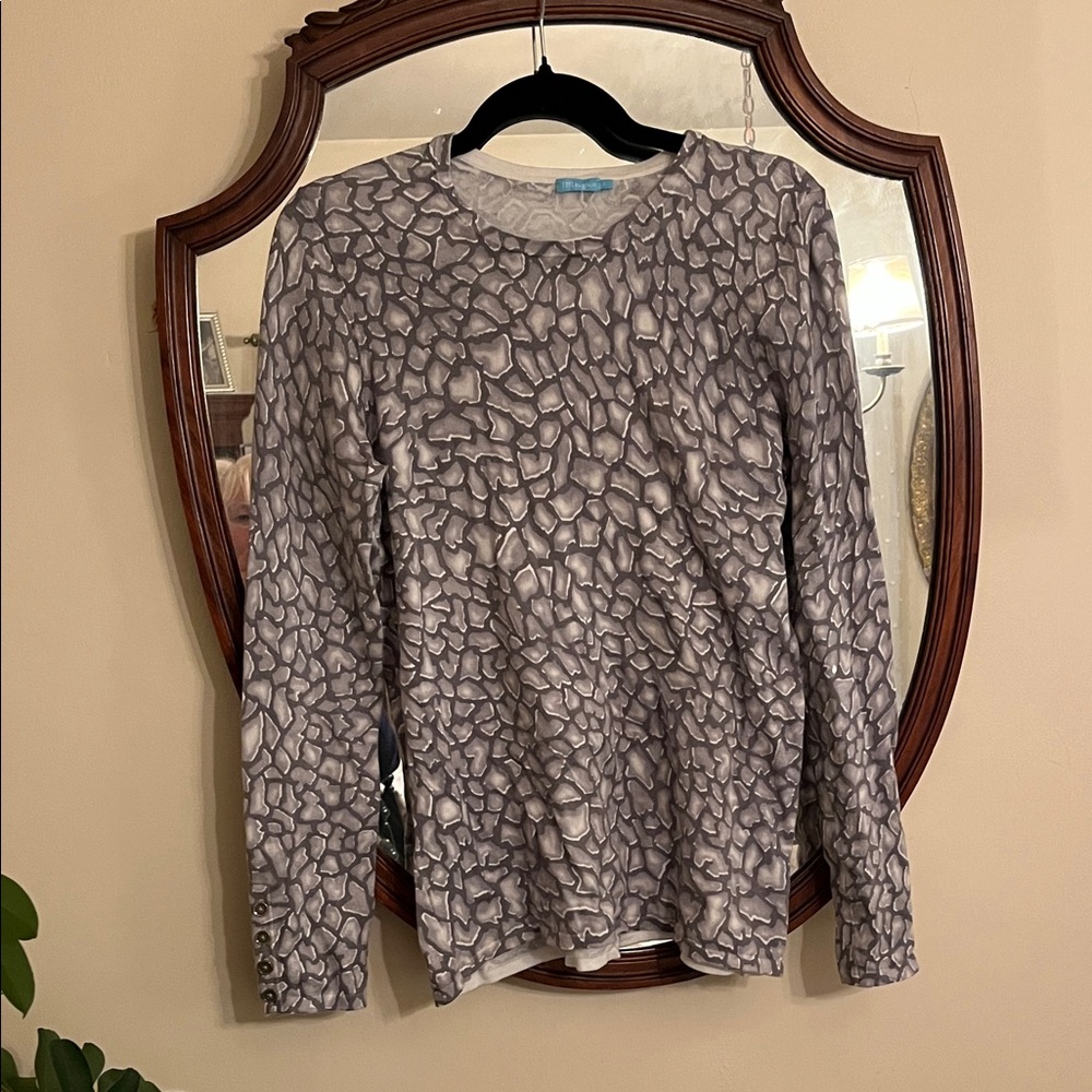 J. Mclaughlin Stone Pattern Crew Neck Sweater Siz… - image 1